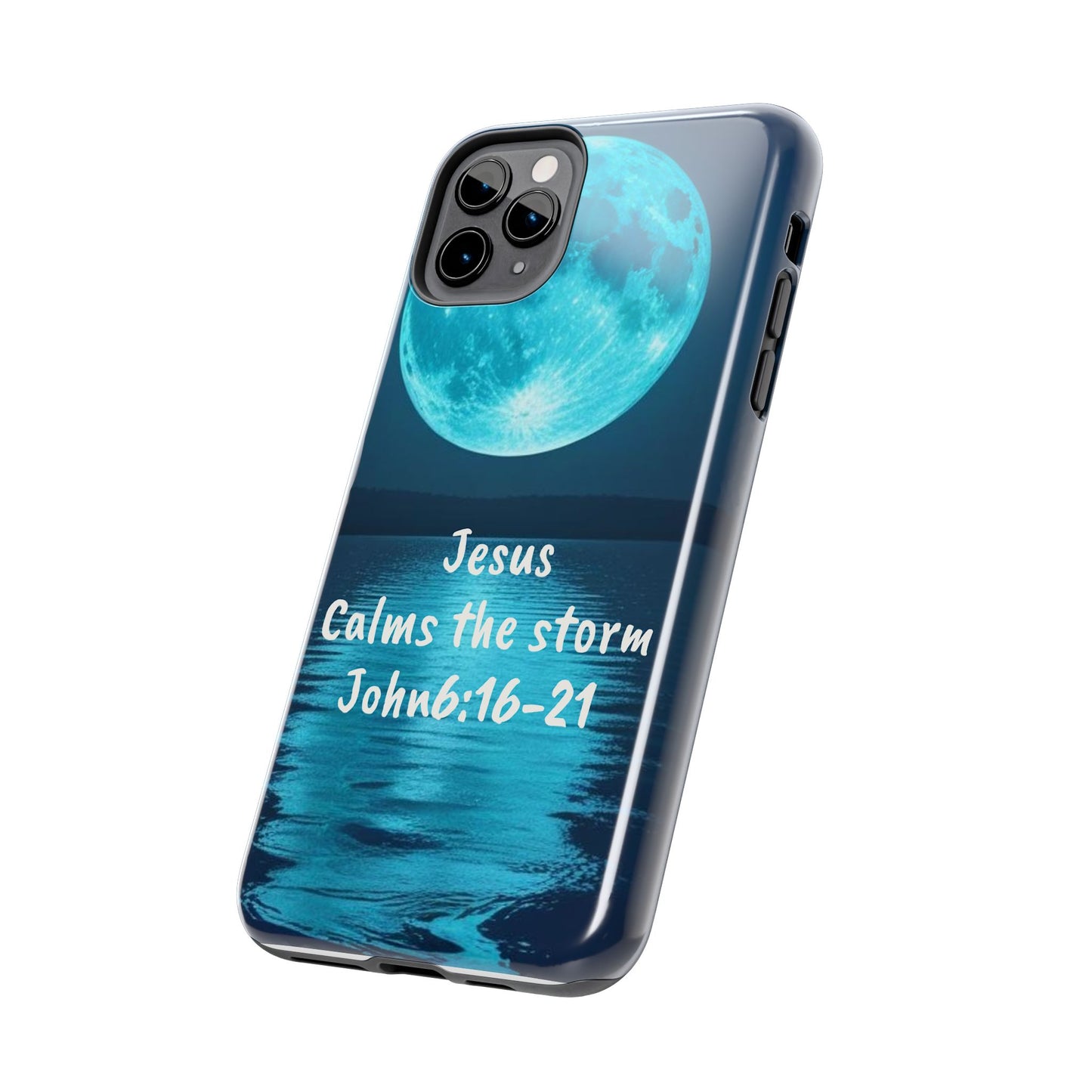 Moonlit Jesus Phone Case | Tough Phone Cases for Faithful Protection, Bible Verse, Gift for Christians, Spiritual Decor