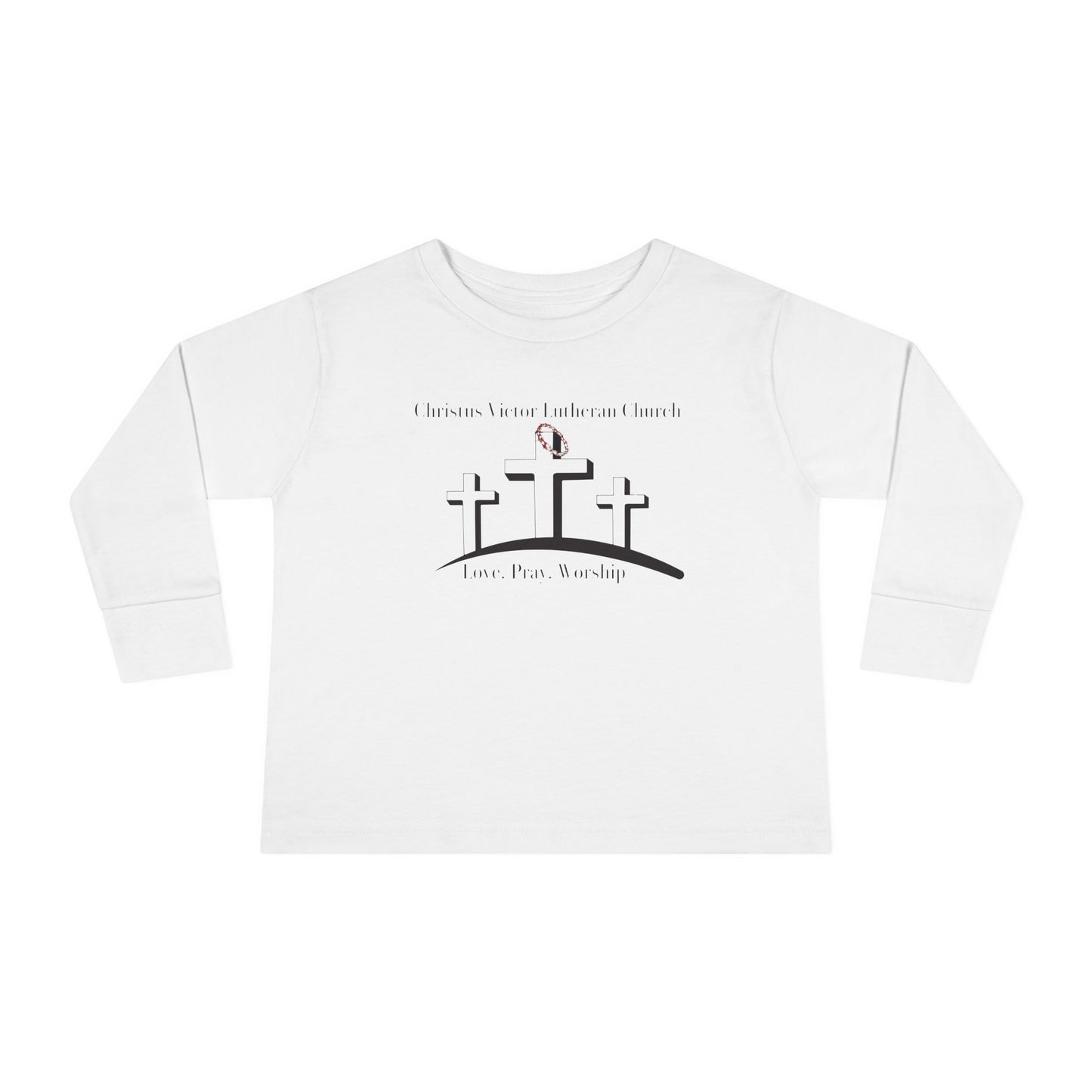 Toddler Long Sleeve Tee - Three Crosses Easter Faith Shirt for Kids