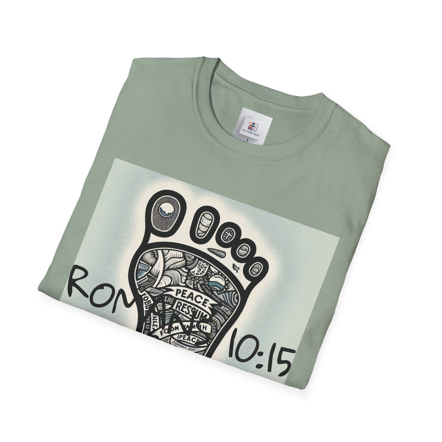 Inspirational Christian T-Shirt with Footprint Design - Romans 10:15