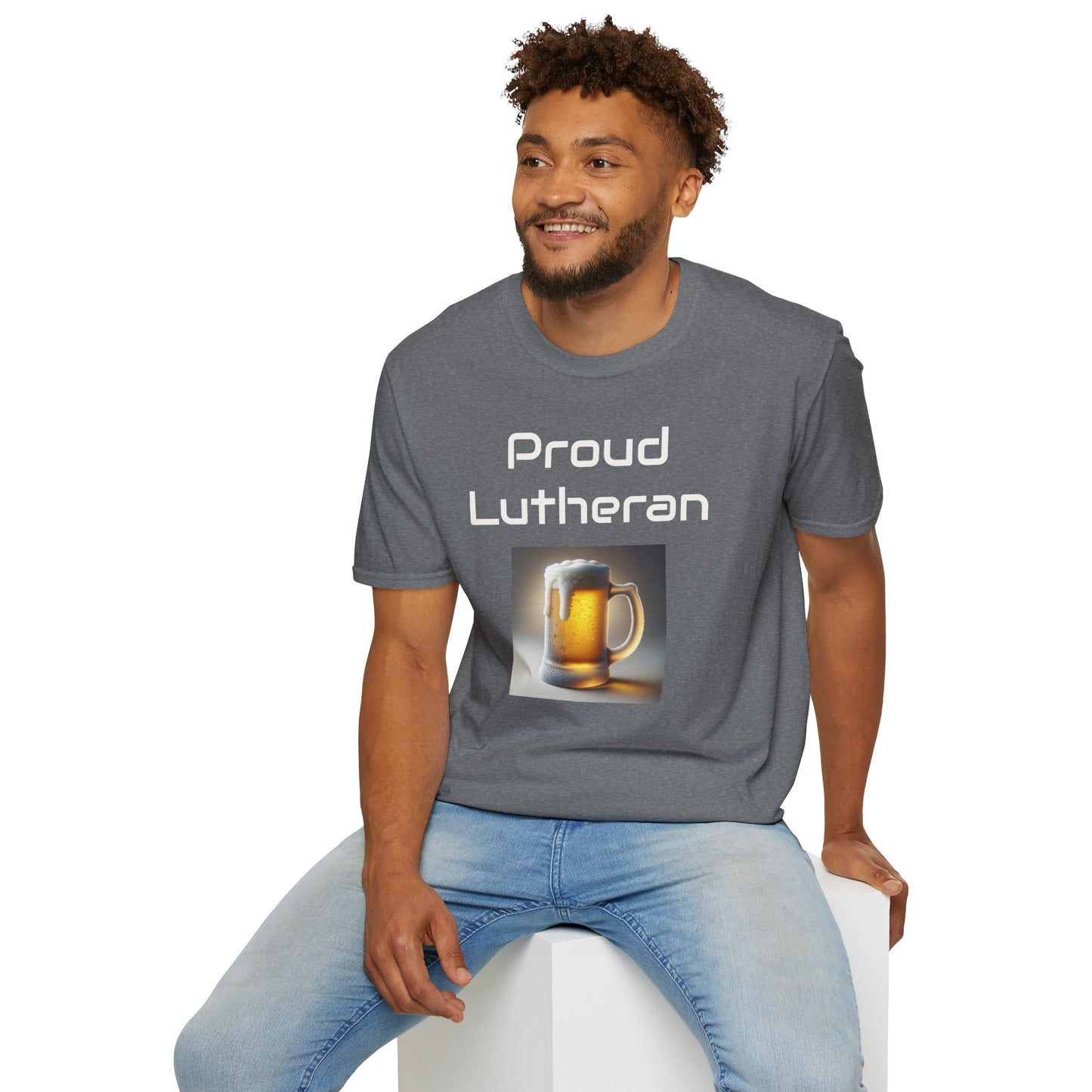 Proud Lutheran Unisex T-Shirt - Orange Beer Mug Design