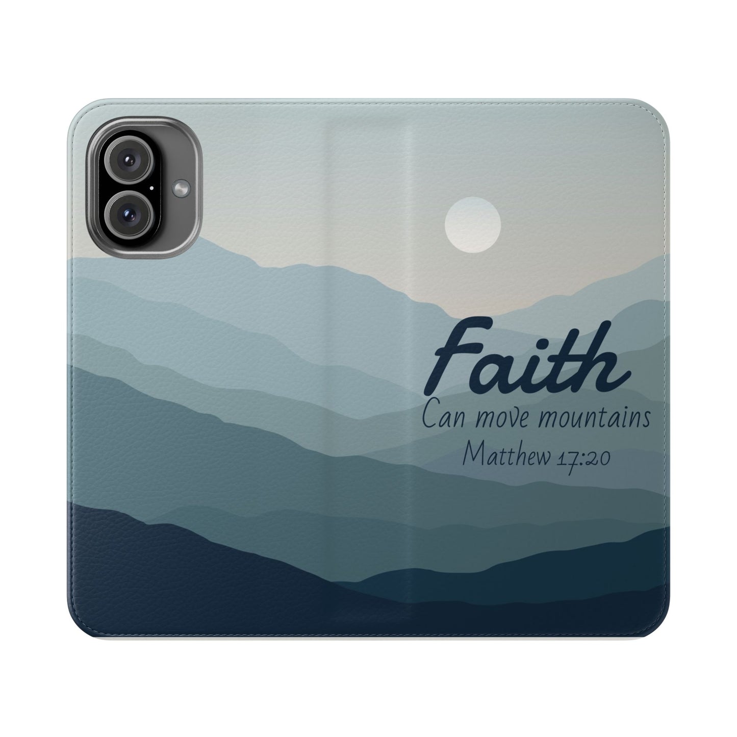 Inspirational Flip Case - Faith Can Move Mountains, Phone Wallet Cover, Motivational Gift, Christian Accessories, Scripture Design