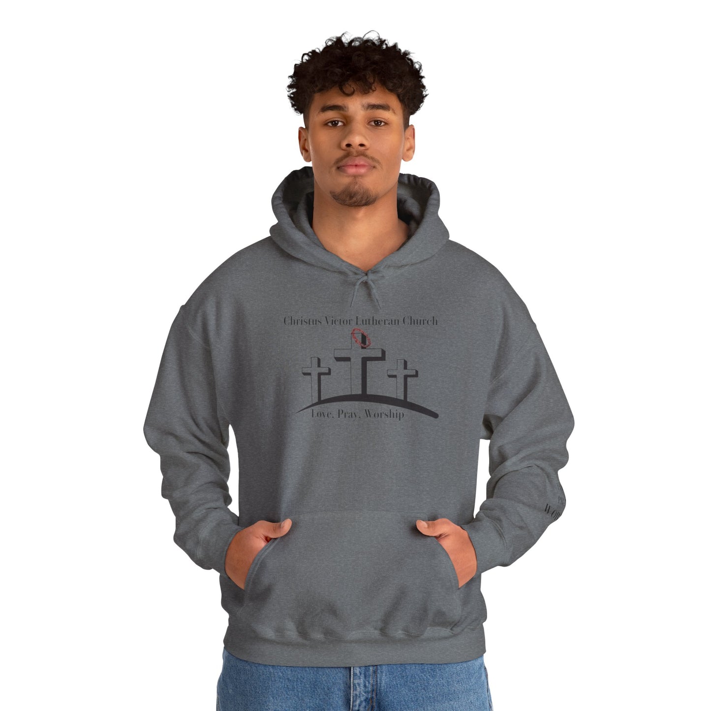 Comfortable Unisex Hooded Sweatshirt with Christus Victor Logo