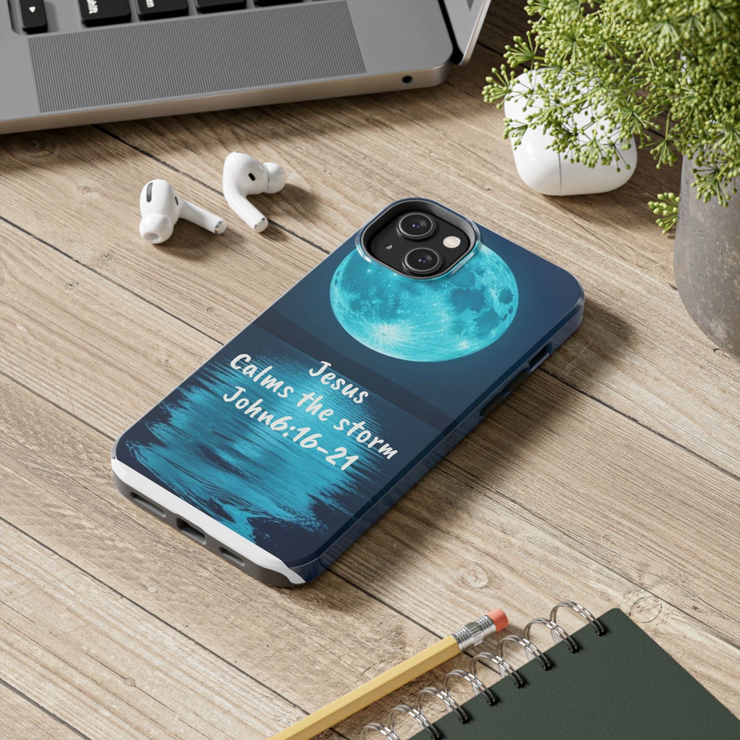 Moonlit Jesus Phone Case | Tough Phone Cases for Faithful Protection, Bible Verse, Gift for Christians, Spiritual Decor