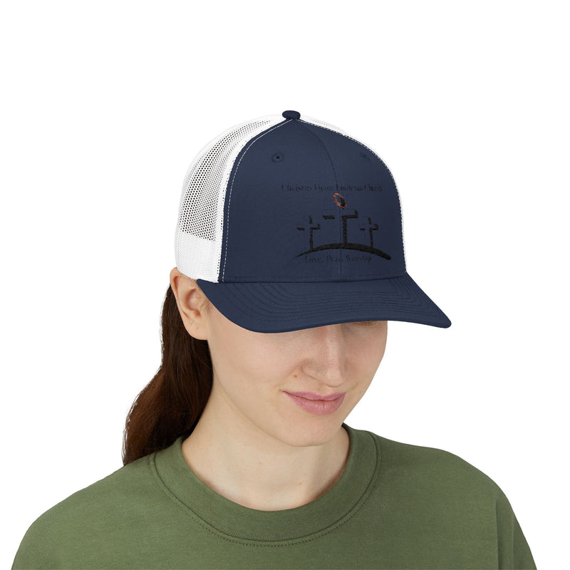 Inspirational Christian Snapback Trucker Cap - Love, Pray, Worship