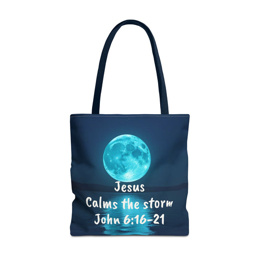 Inspirational Tote Bag - "Jesus Calms the Storm" - Perfect for Church, Gifts, Everyday Use, Eco-Friendly Bag, Faith-Based Fashion