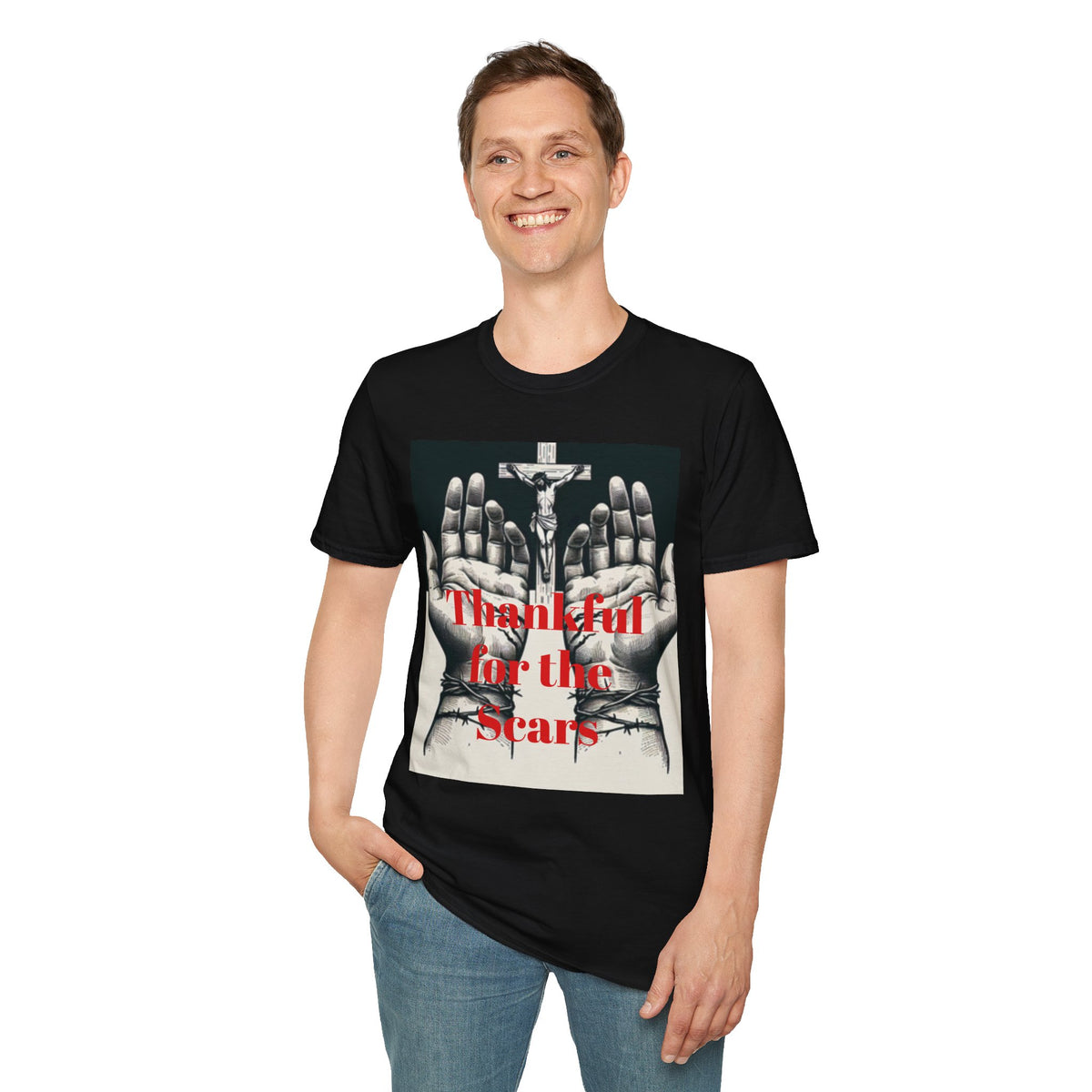 Grateful Vibes Unisex Softstyle T-Shirt - "Thankful for the Scars" Design
