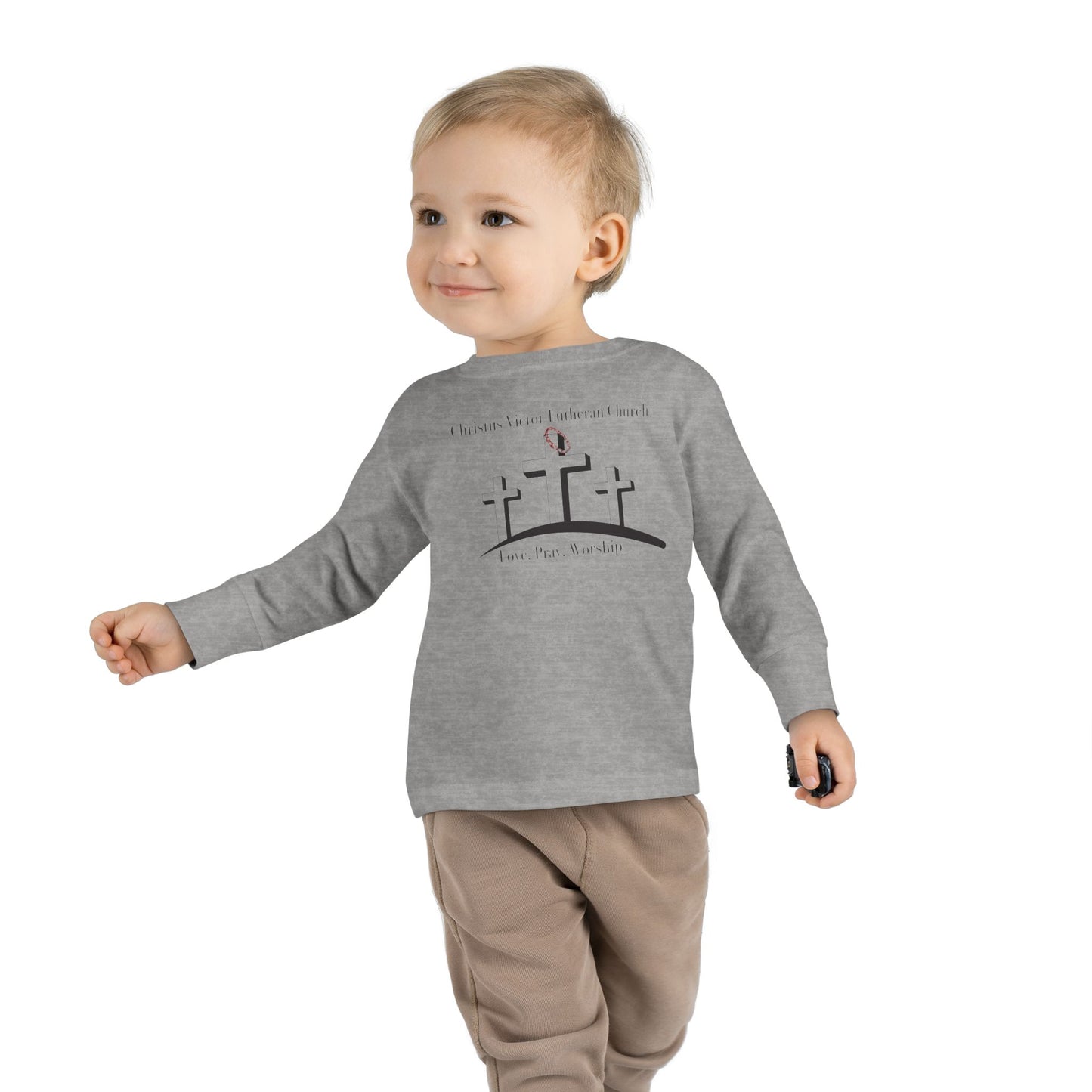 Toddler Long Sleeve Tee - Three Crosses Easter Faith Shirt for Kids