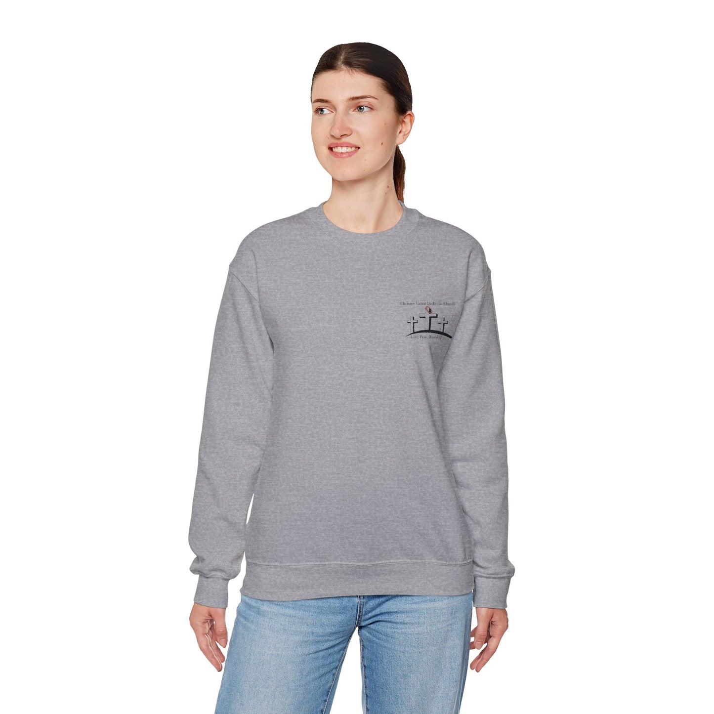 Cozy Unisex Sweatshirt with embroidered Christus Victor Logo