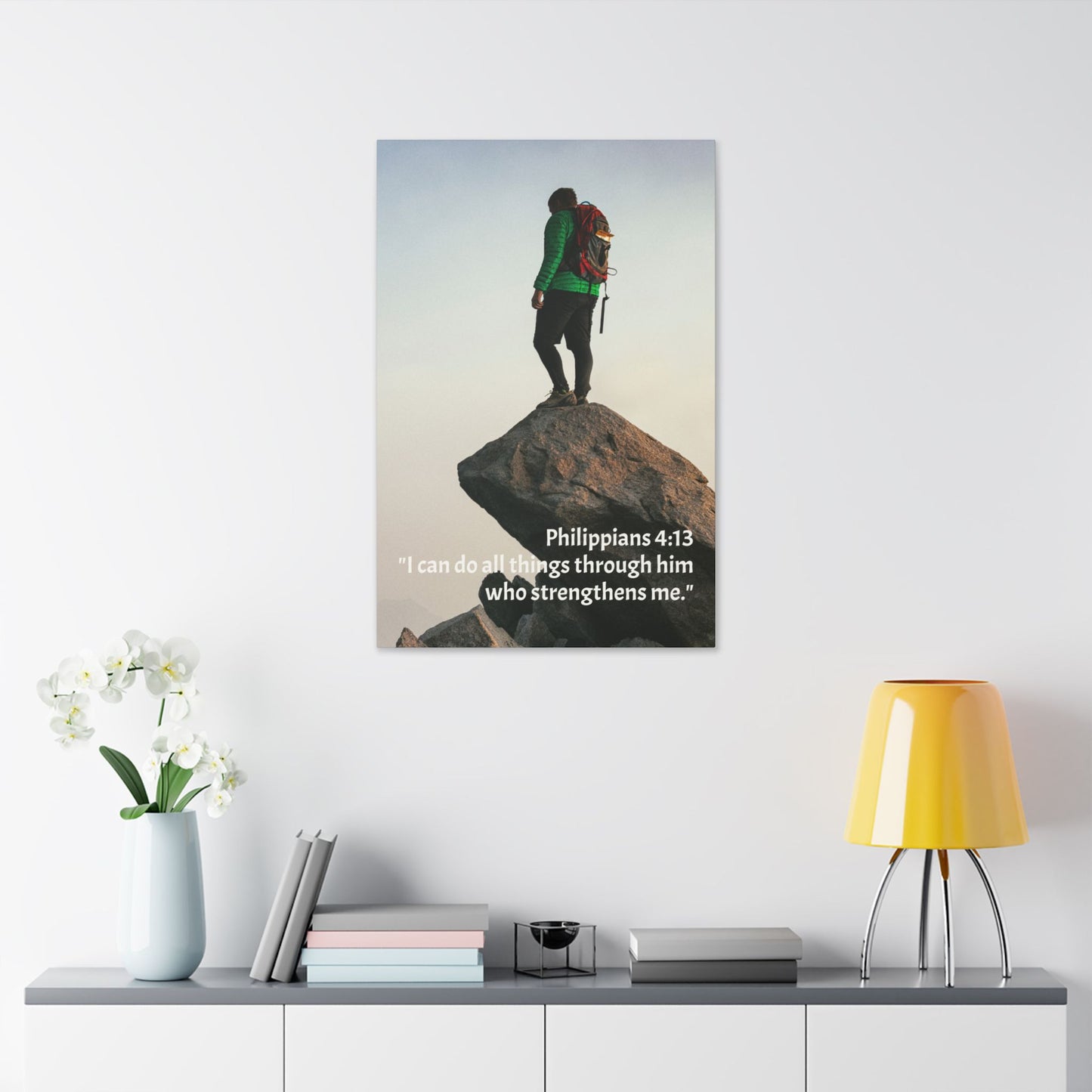 Inspirational Canvas Wall Art - Philippians 4:13 Motivational Decor