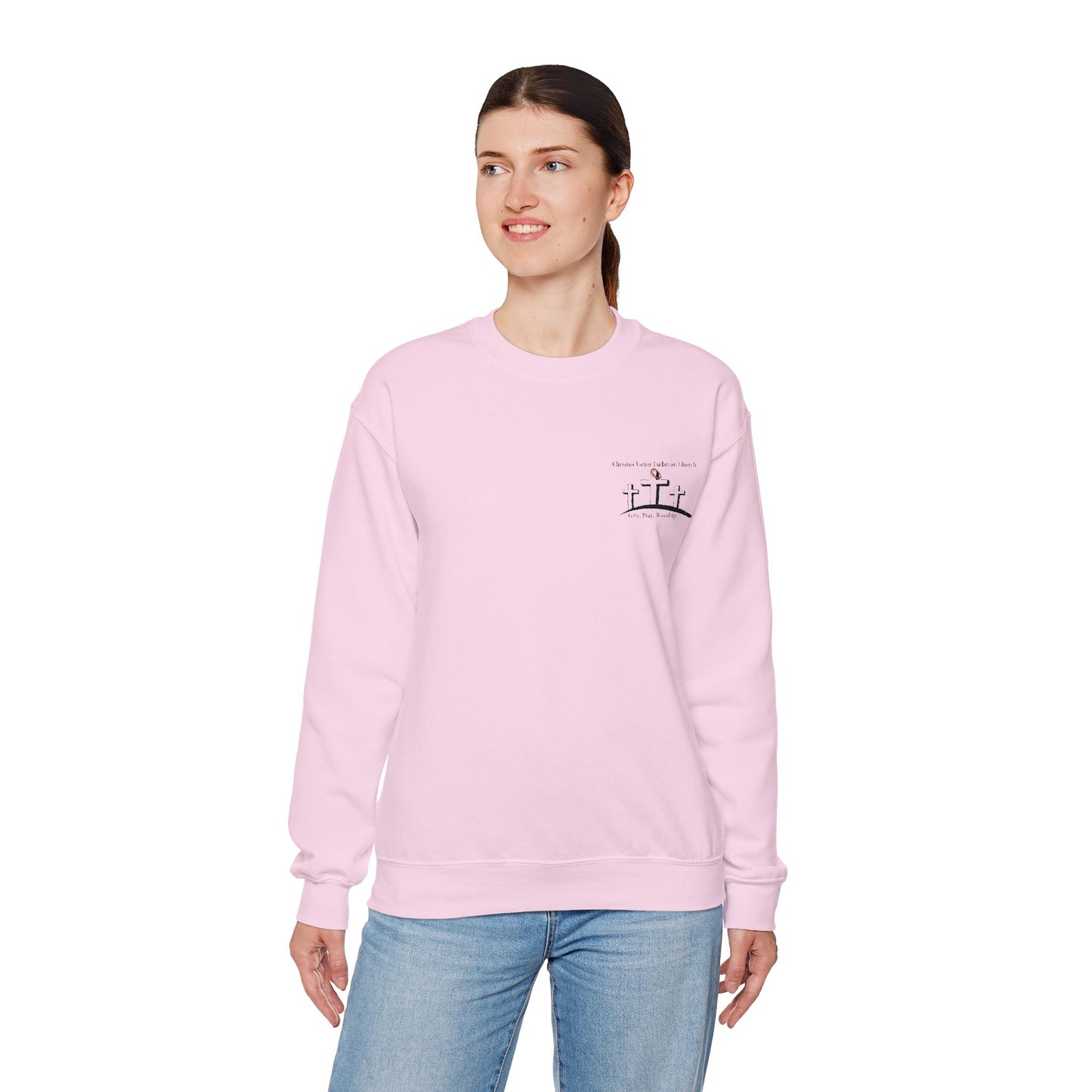 Cozy Unisex Sweatshirt with embroidered Christus Victor Logo