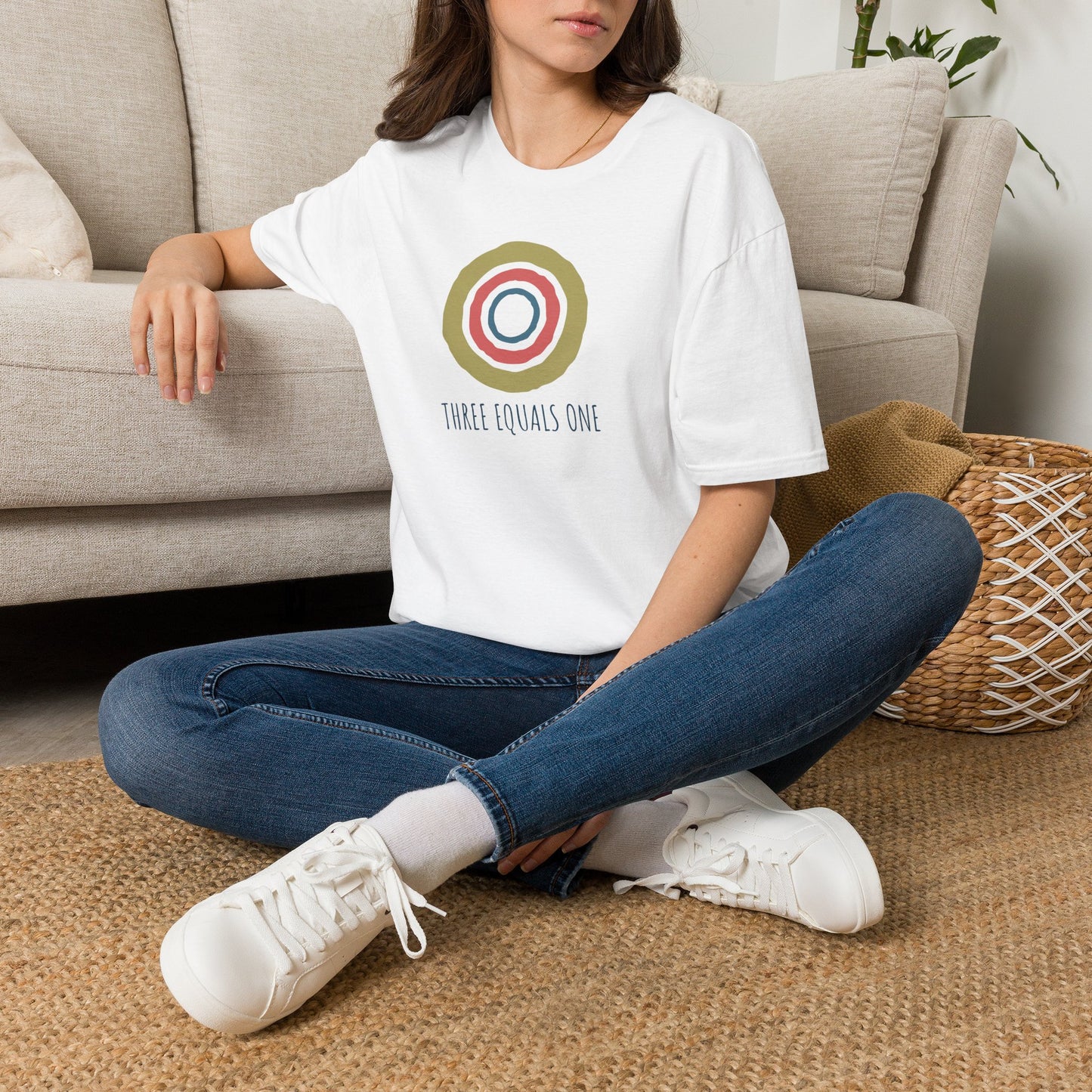 Three Equals One T-Shirt — Minimal Holy Trinity Graphic Tee