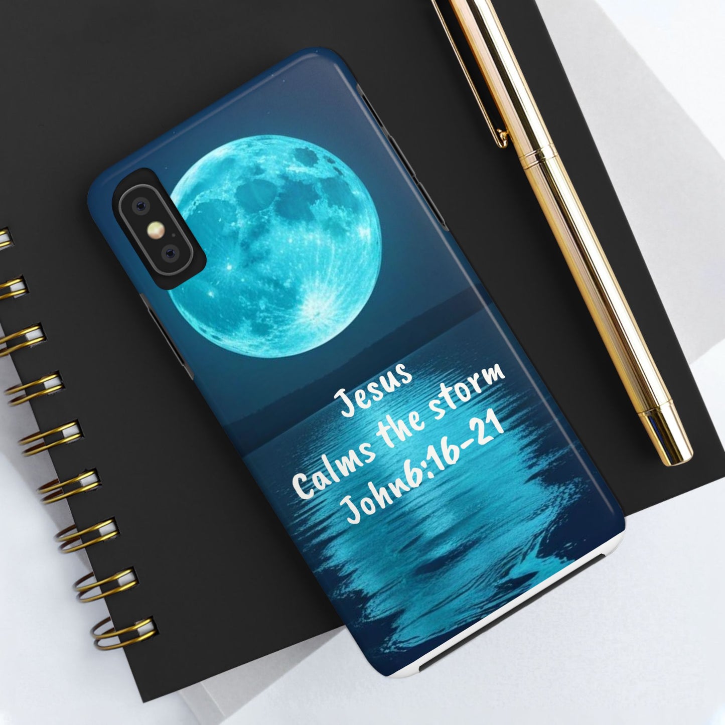 Moonlit Jesus Phone Case | Tough Phone Cases for Faithful Protection, Bible Verse, Gift for Christians, Spiritual Decor