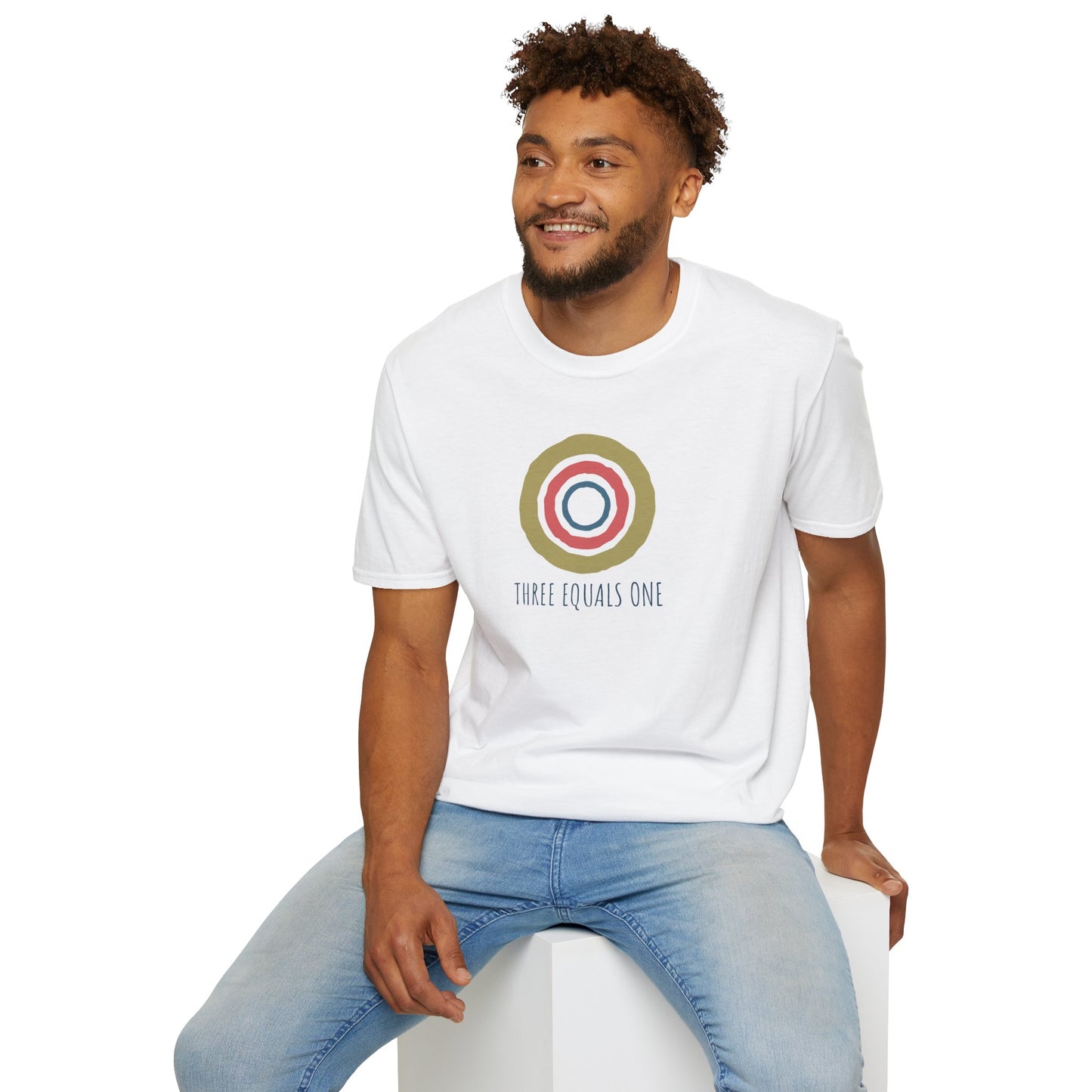 Three Equals One T-Shirt — Minimal Holy Trinity Graphic Tee