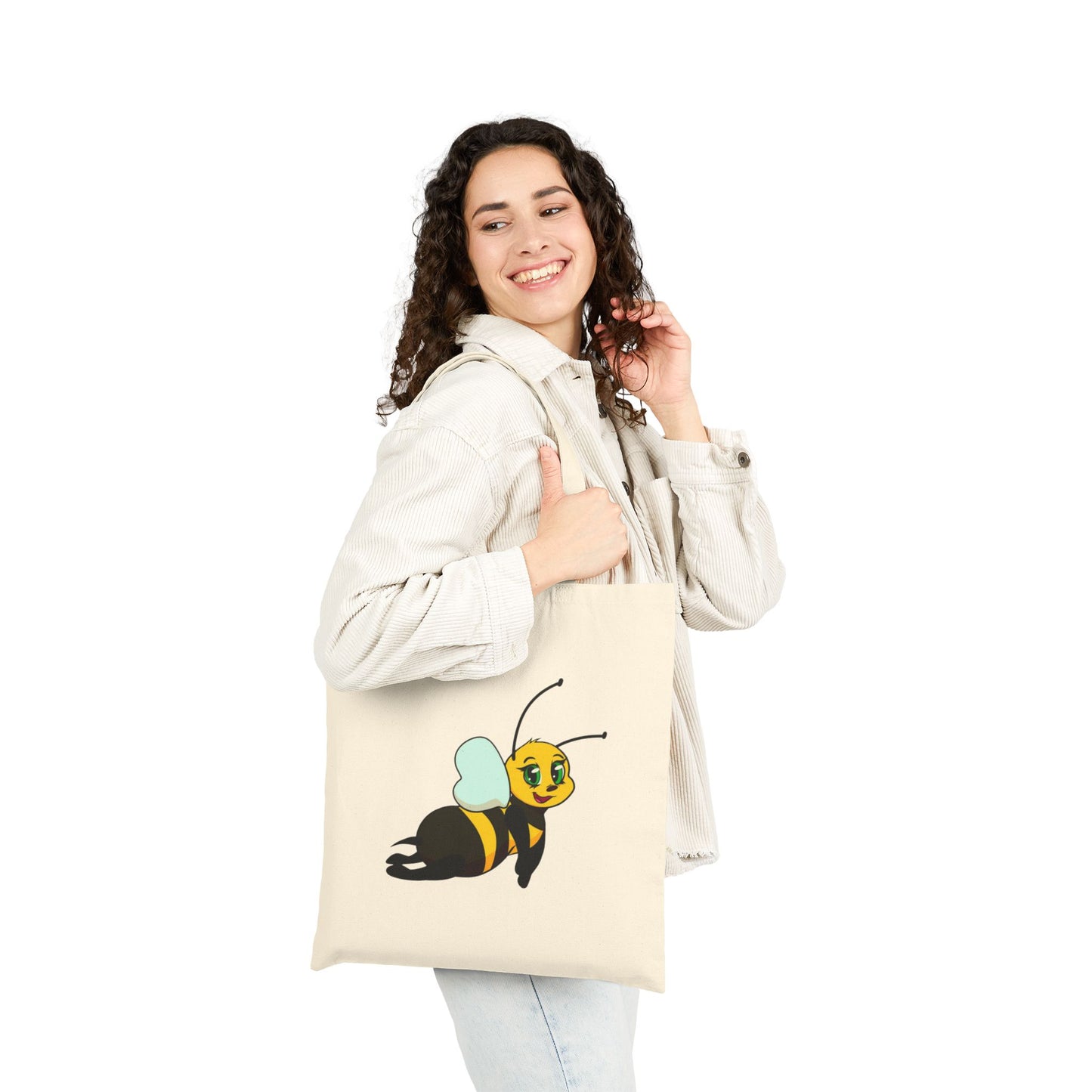 Buzzing Beginnings Cotton Canvas Tote Bag - Eco-Friendly, Bee Design, School Supply, Gift, Teacher Tote