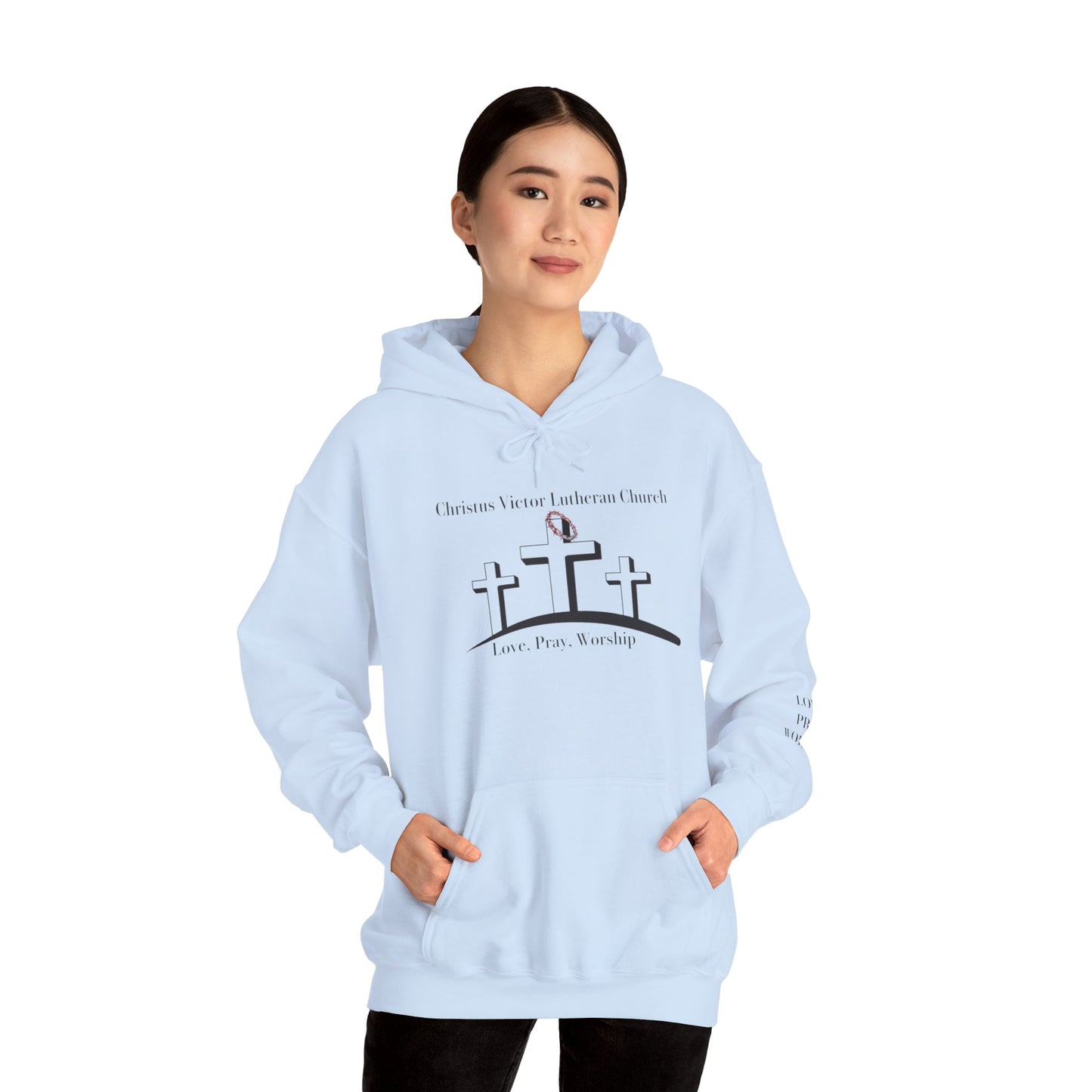 Comfortable Unisex Hooded Sweatshirt with Christus Victor Logo