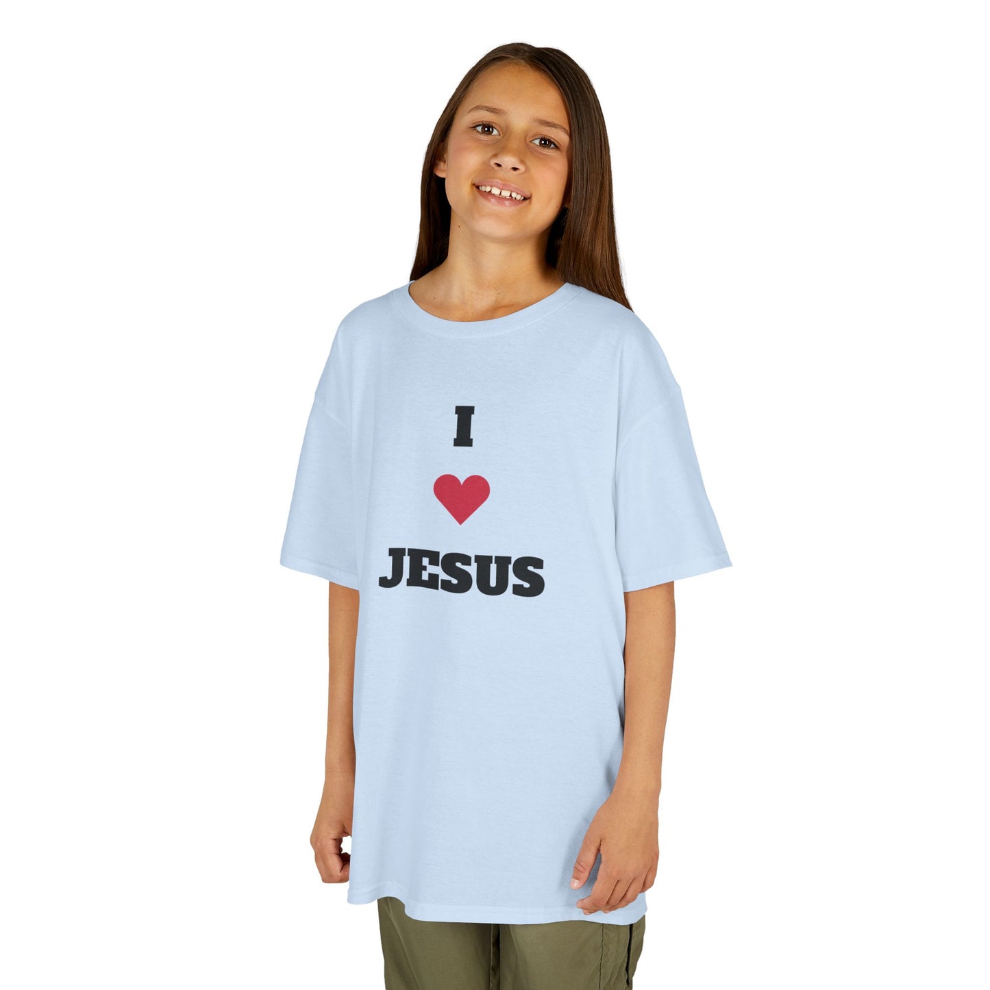 I ❤️ Jesus Kids Heavy Cotton Tee - Comfortable Faith T-Shirt for Young Believers