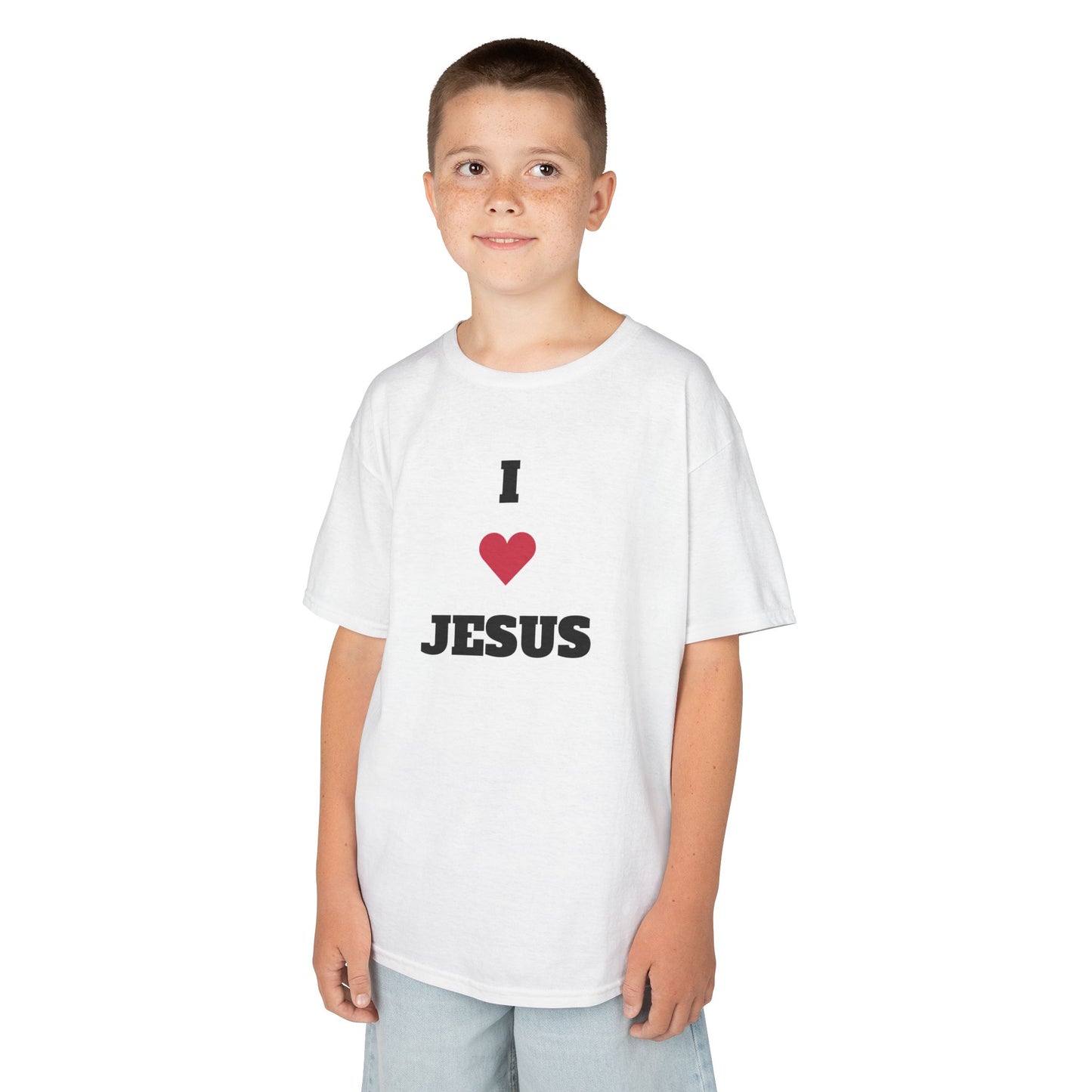 I ❤️ Jesus Kids Heavy Cotton Tee - Comfortable Faith T-Shirt for Young Believers