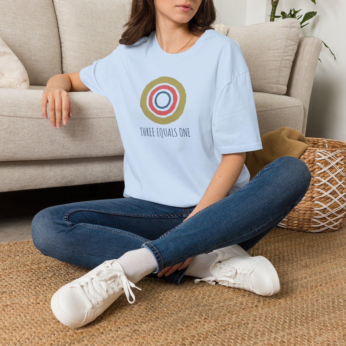 Three Equals One T-Shirt — Minimal Holy Trinity Graphic Tee