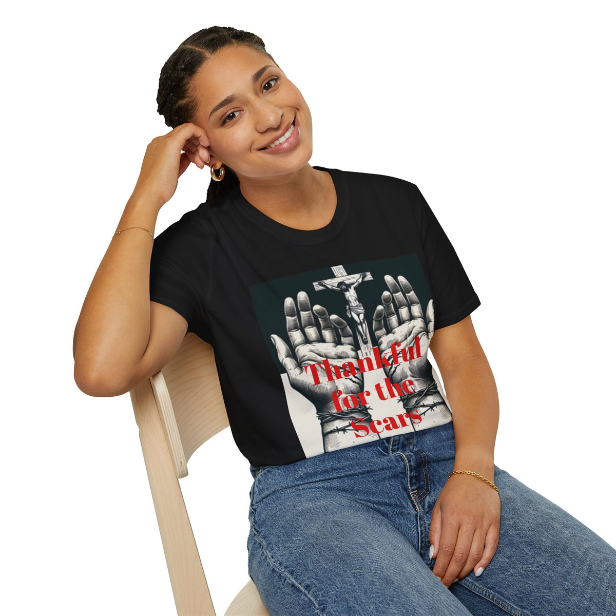 Grateful Vibes Unisex Softstyle T-Shirt - "Thankful for the Scars" Design