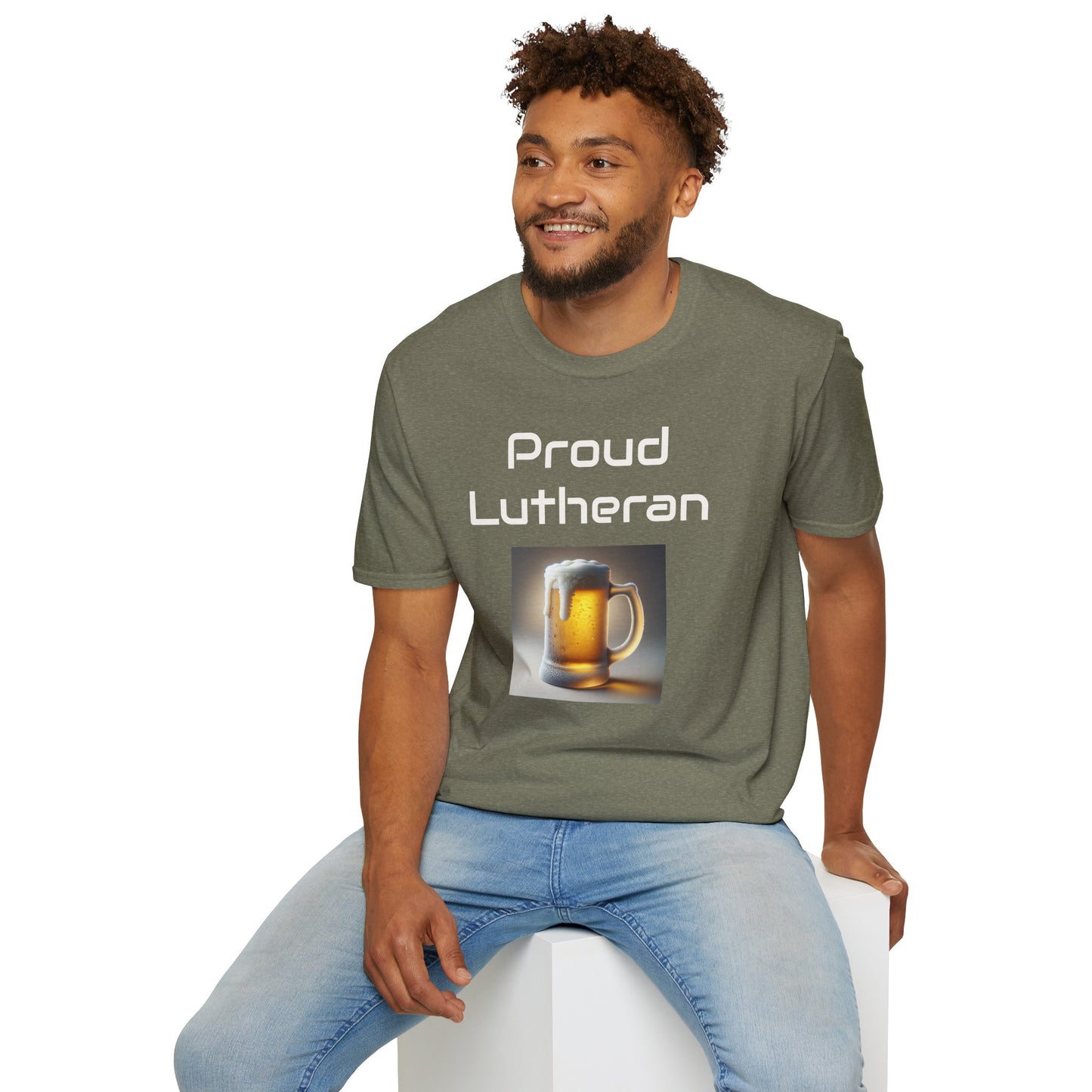 Proud Lutheran Unisex T-Shirt - Orange Beer Mug Design