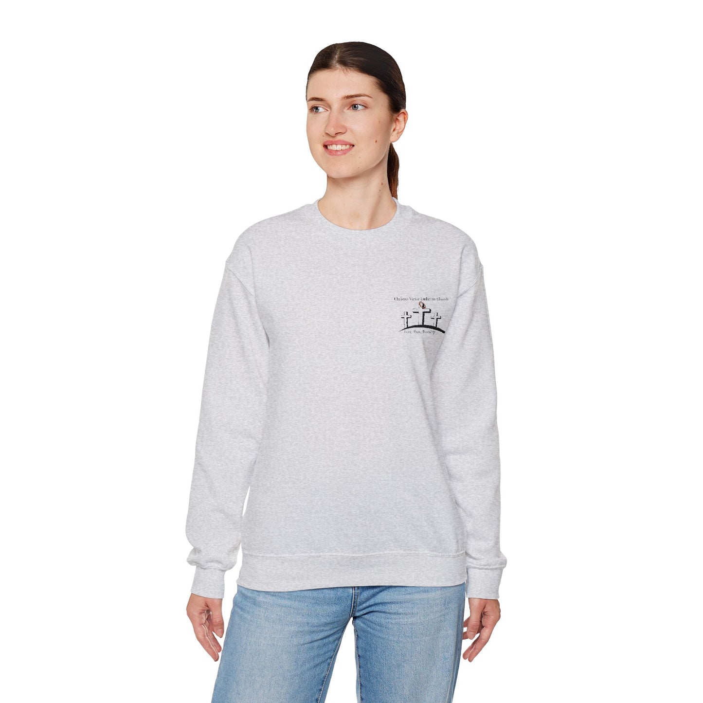 Cozy Unisex Sweatshirt with embroidered Christus Victor Logo