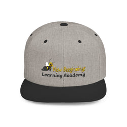 Bee-Themed Flat Bill Snapback Hat, Learning Academy Cap, Trendy Bee Hat, School Spirit Headwear, Birthday Gift, Summer Accessory