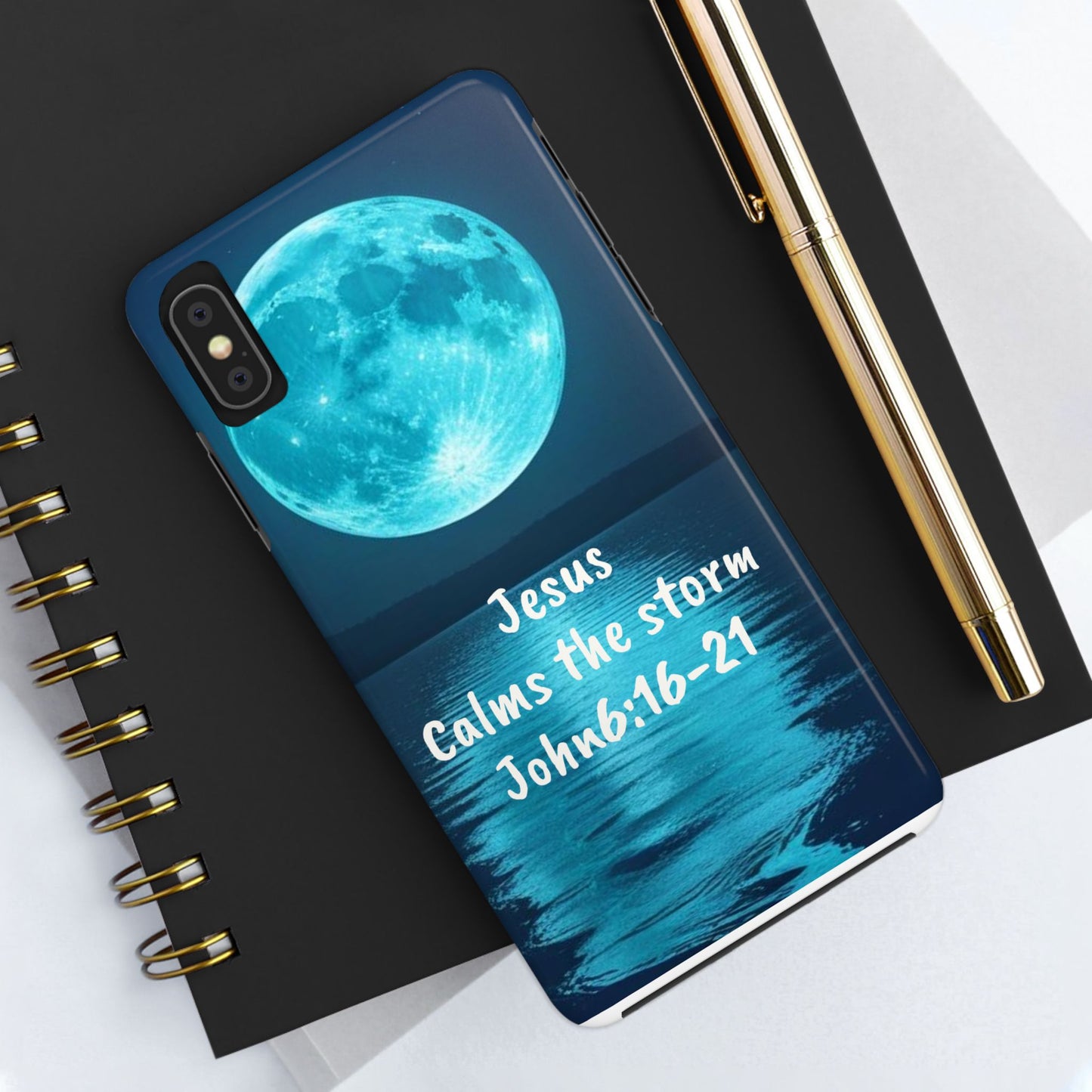 Moonlit Jesus Phone Case | Tough Phone Cases for Faithful Protection, Bible Verse, Gift for Christians, Spiritual Decor