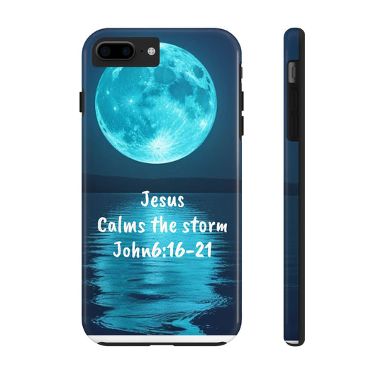 Moonlit Jesus Phone Case | Tough Phone Cases for Faithful Protection, Bible Verse, Gift for Christians, Spiritual Decor