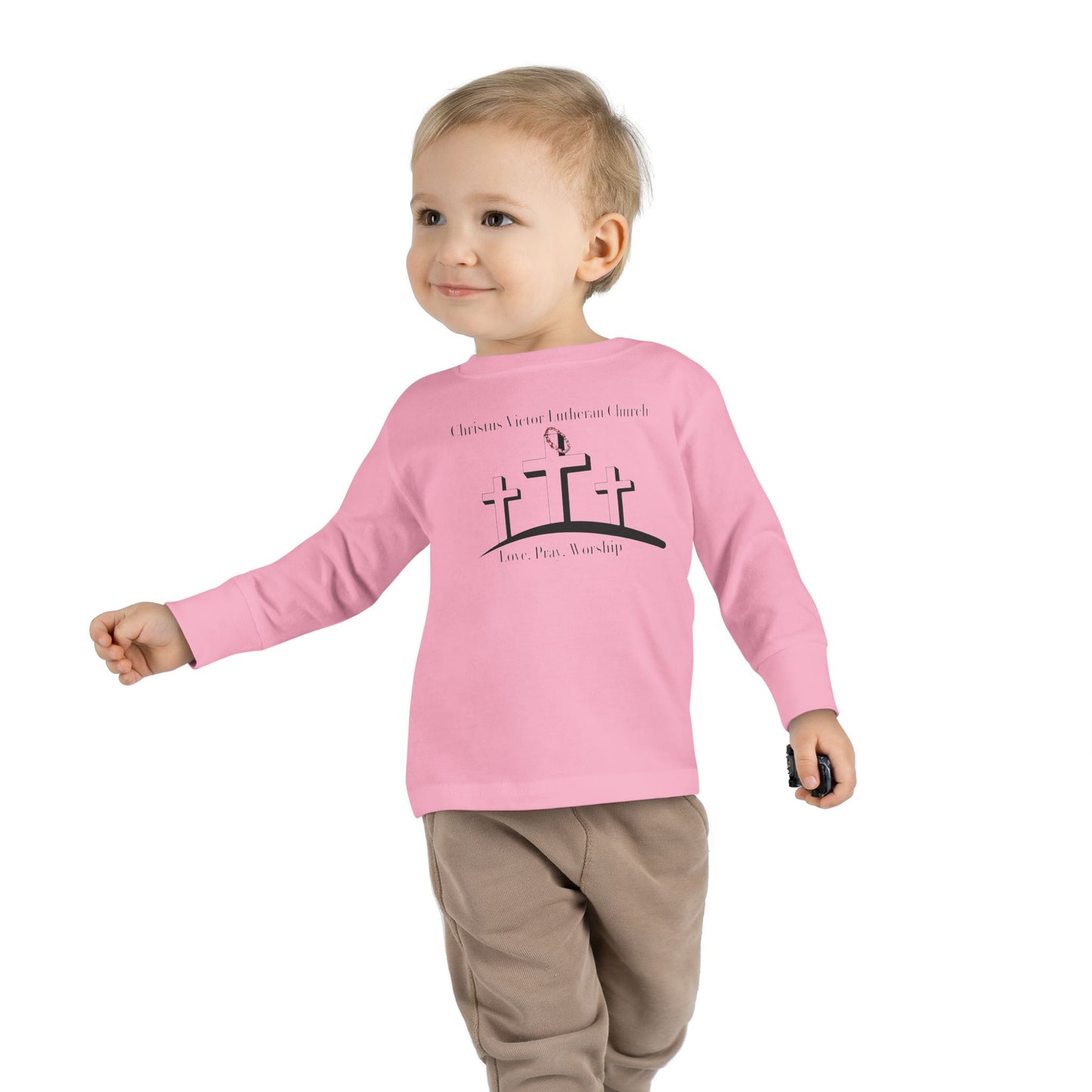 Toddler Long Sleeve Tee - Three Crosses Easter Faith Shirt for Kids