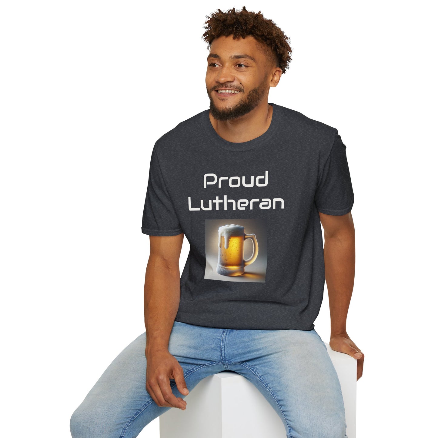 Proud Lutheran Unisex T-Shirt - Orange Beer Mug Design
