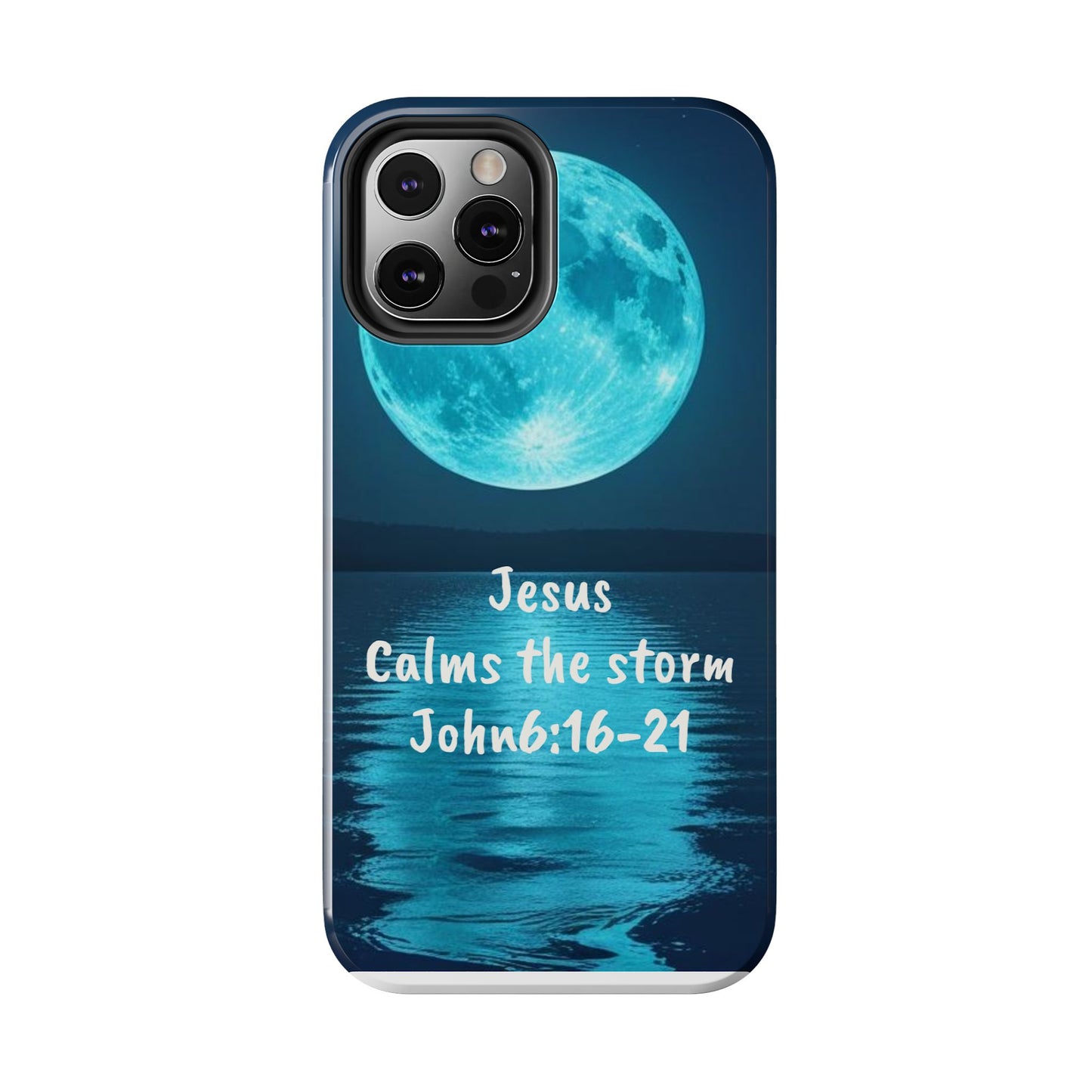 Moonlit Jesus Phone Case | Tough Phone Cases for Faithful Protection, Bible Verse, Gift for Christians, Spiritual Decor