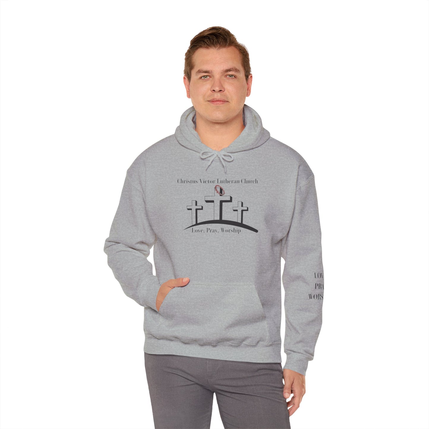 Comfortable Unisex Hooded Sweatshirt with Christus Victor Logo