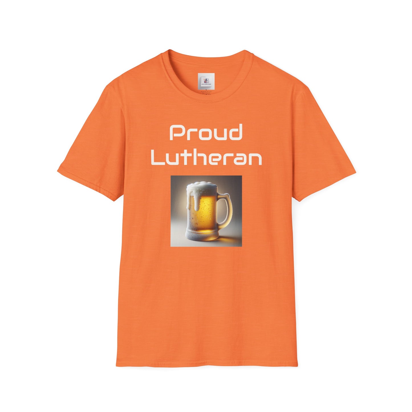 Proud Lutheran Unisex T-Shirt - Orange Beer Mug Design