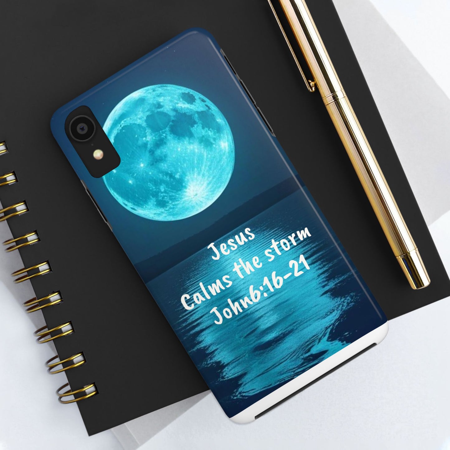 Moonlit Jesus Phone Case | Tough Phone Cases for Faithful Protection, Bible Verse, Gift for Christians, Spiritual Decor