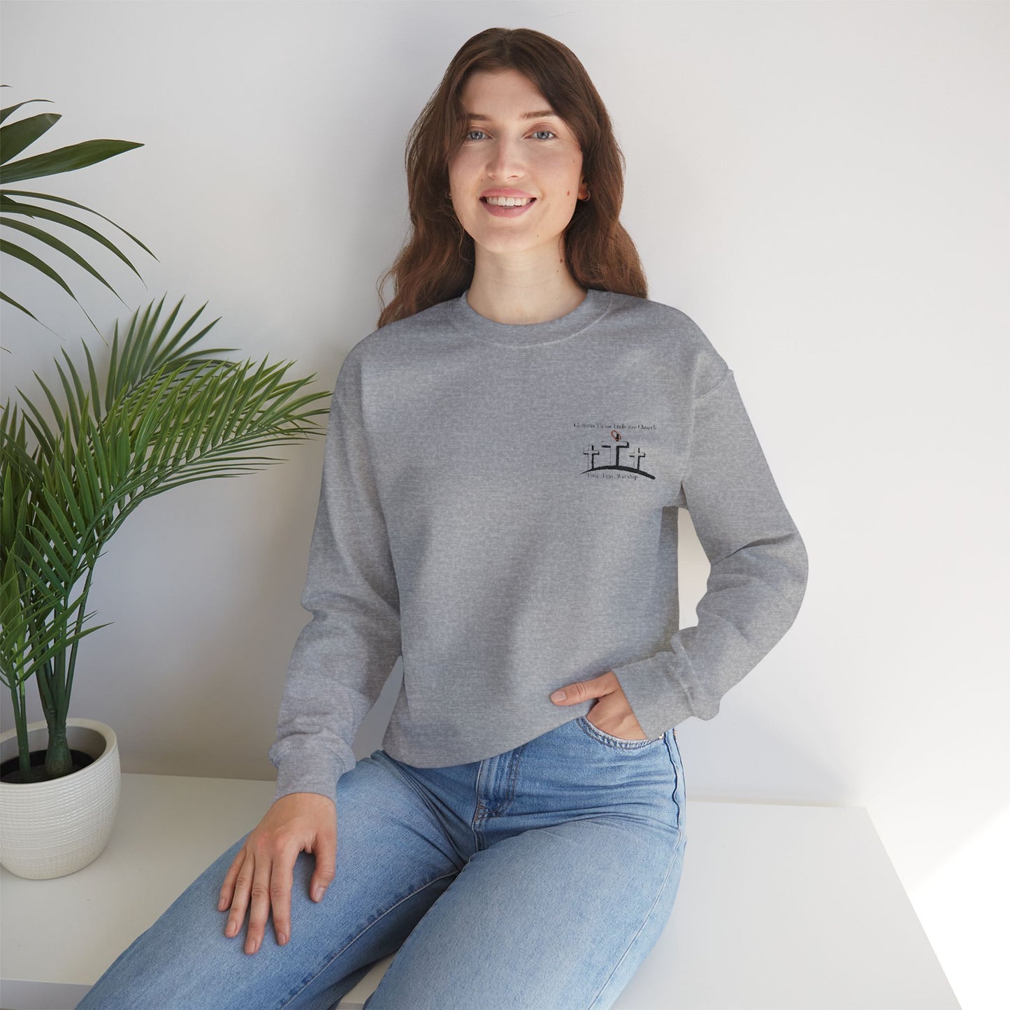 Cozy Unisex Sweatshirt with embroidered Christus Victor Logo